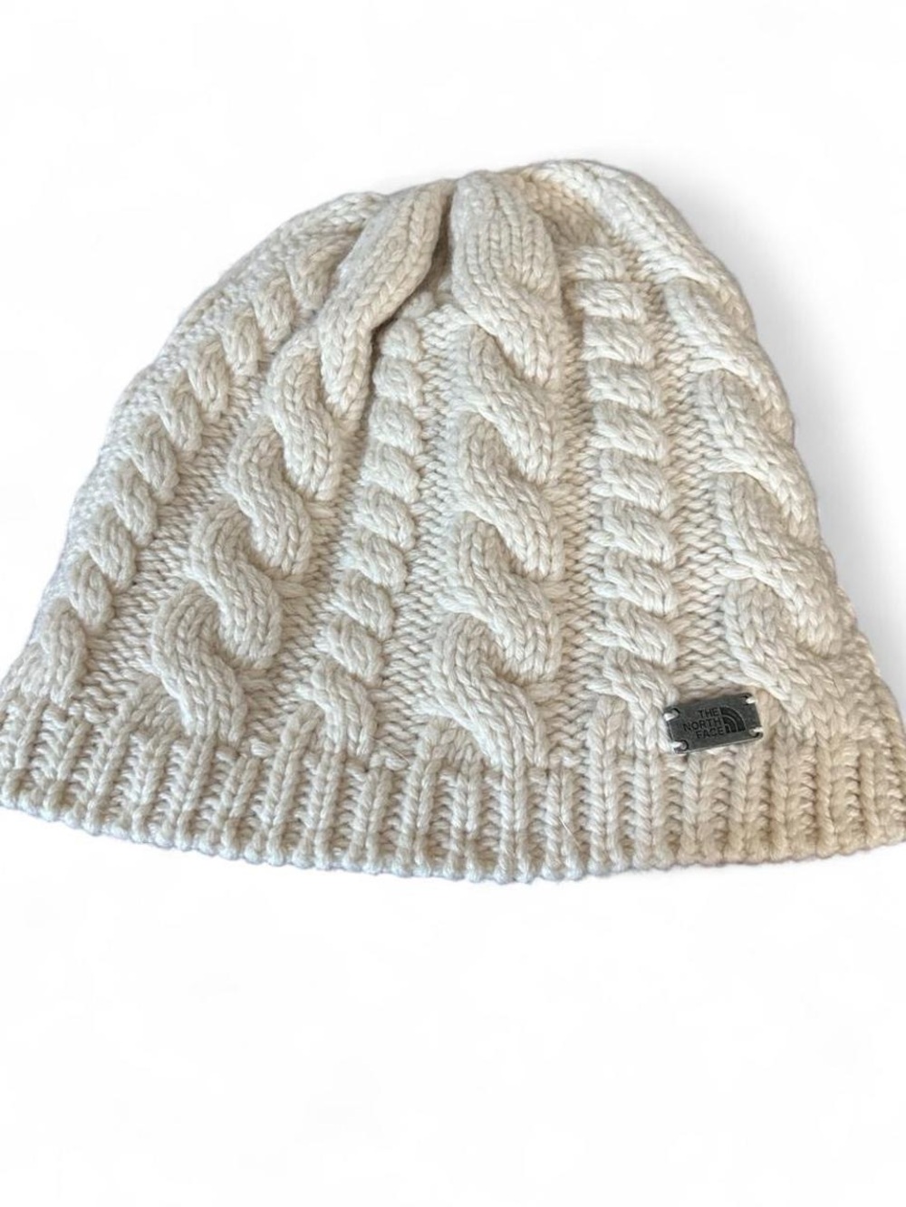 The North Face Cream Cable Knit Beanie Fleece Lined Cottagecore Fairy